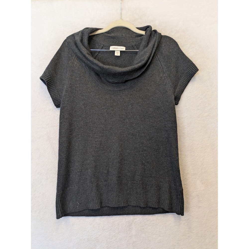 Coldwater Creek Womens Gray Cowl Neck Short Sleeve Wool‎ Blend Sweater XS 4